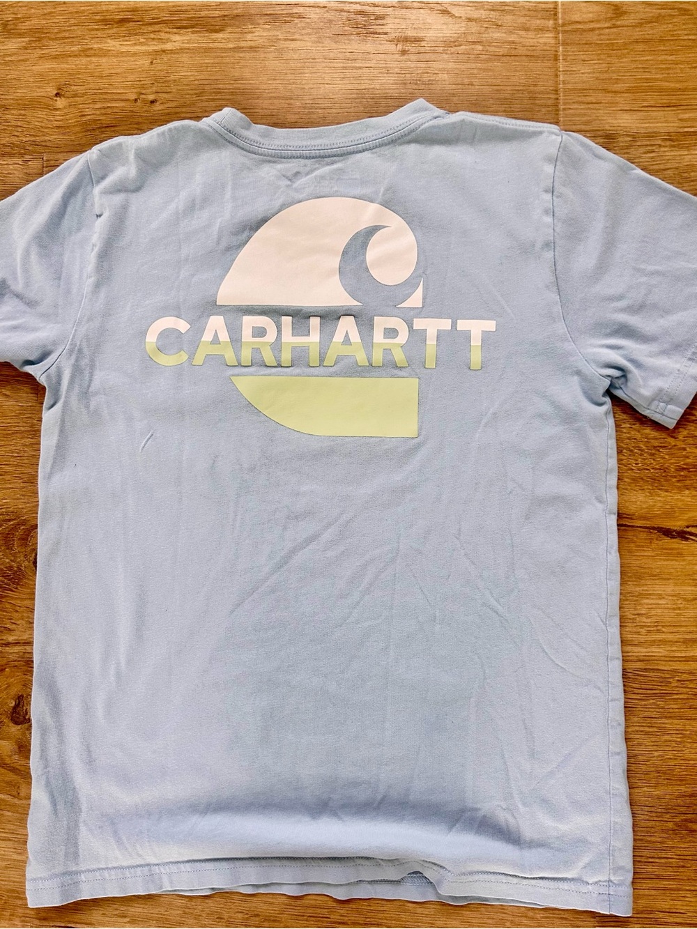 Carhartt boys Medium Light Blue Tee with Pastel Logo ( back)